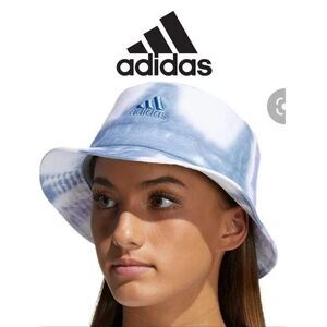 Women's Adidas Color Wash tie-dyed bucket hat in blue and purple OS
